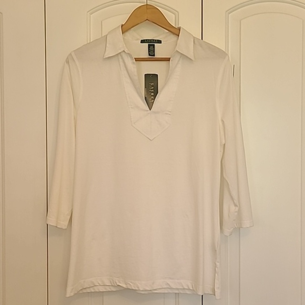 LAUREN RALPH LAUREN Womens Blouse Tunic Shirt Size L NWT
